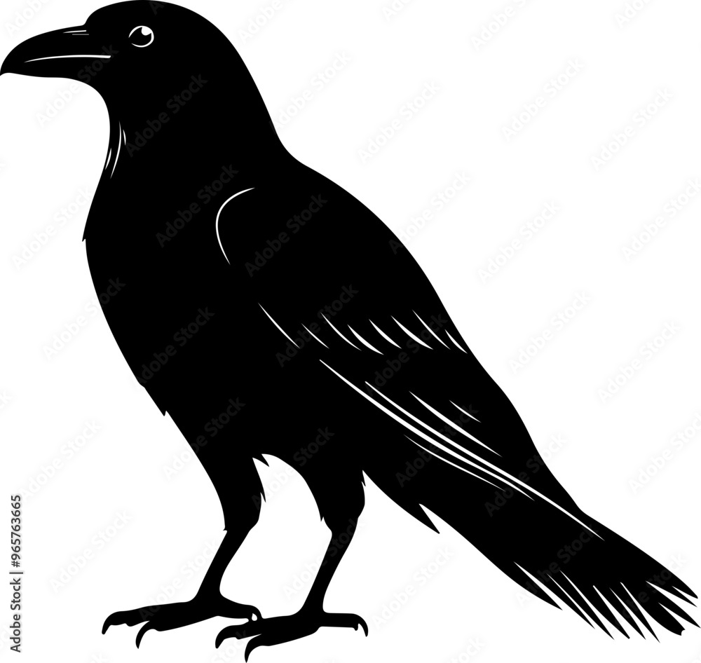 Obraz premium Stylized Black Raven Silhouette Illustration