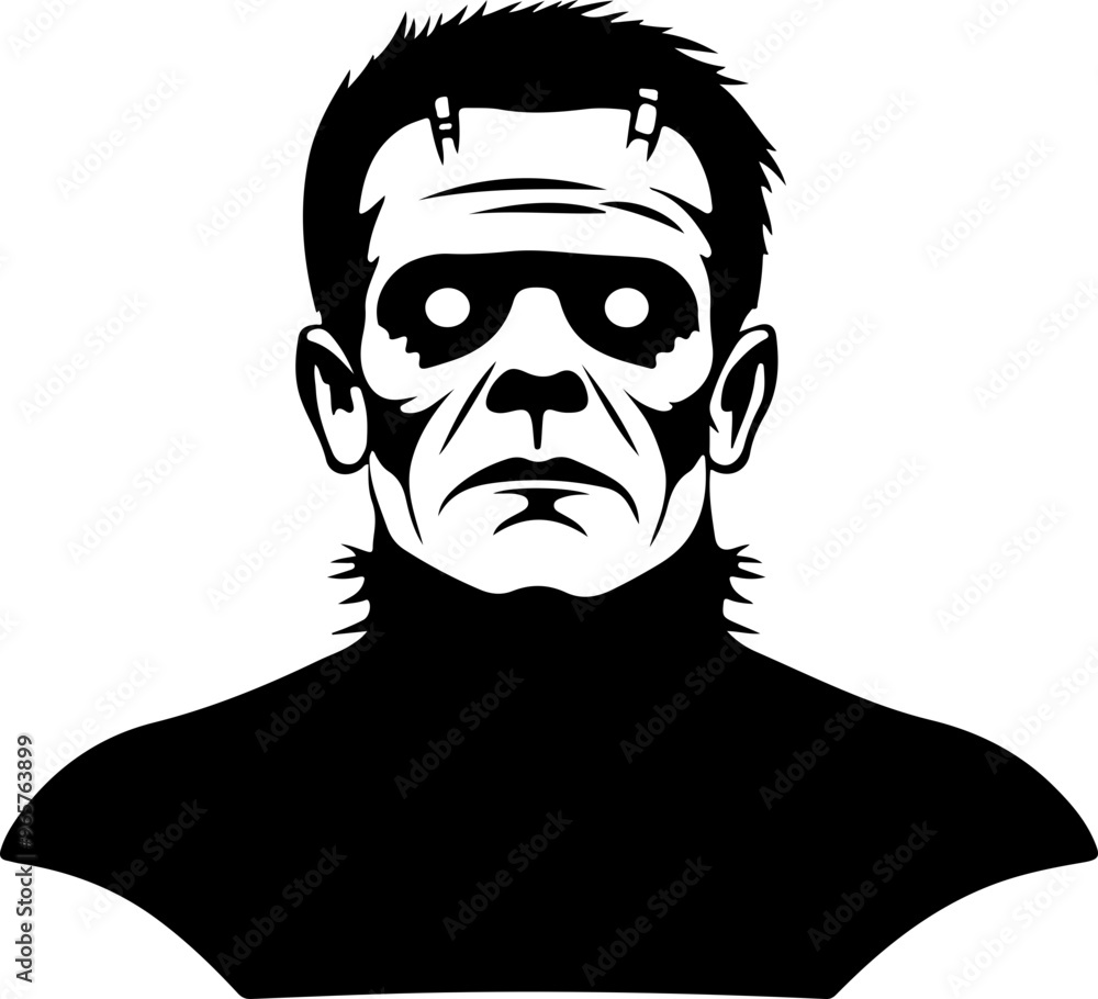 Frankenstein Character Illustration in Black and White