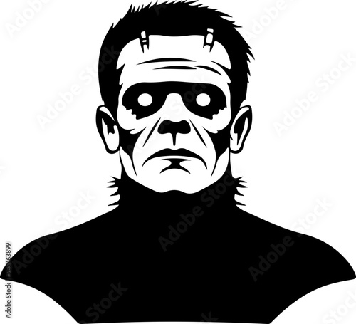 Frankenstein Character Illustration in Black and White