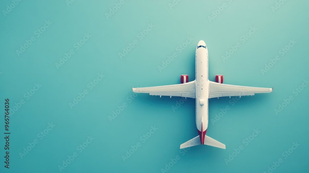 White Airplane on a Blue Background White Airplane on a Blue Background