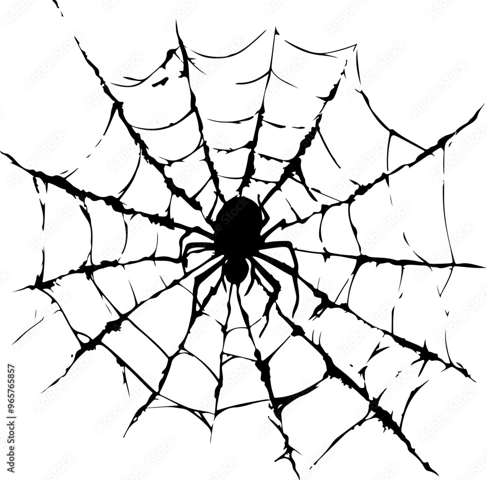 Obraz premium Black Spider on Intricate Web Design