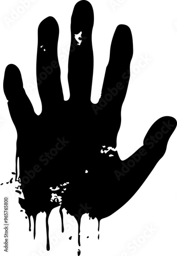 Abstract Black Handprint with Drips