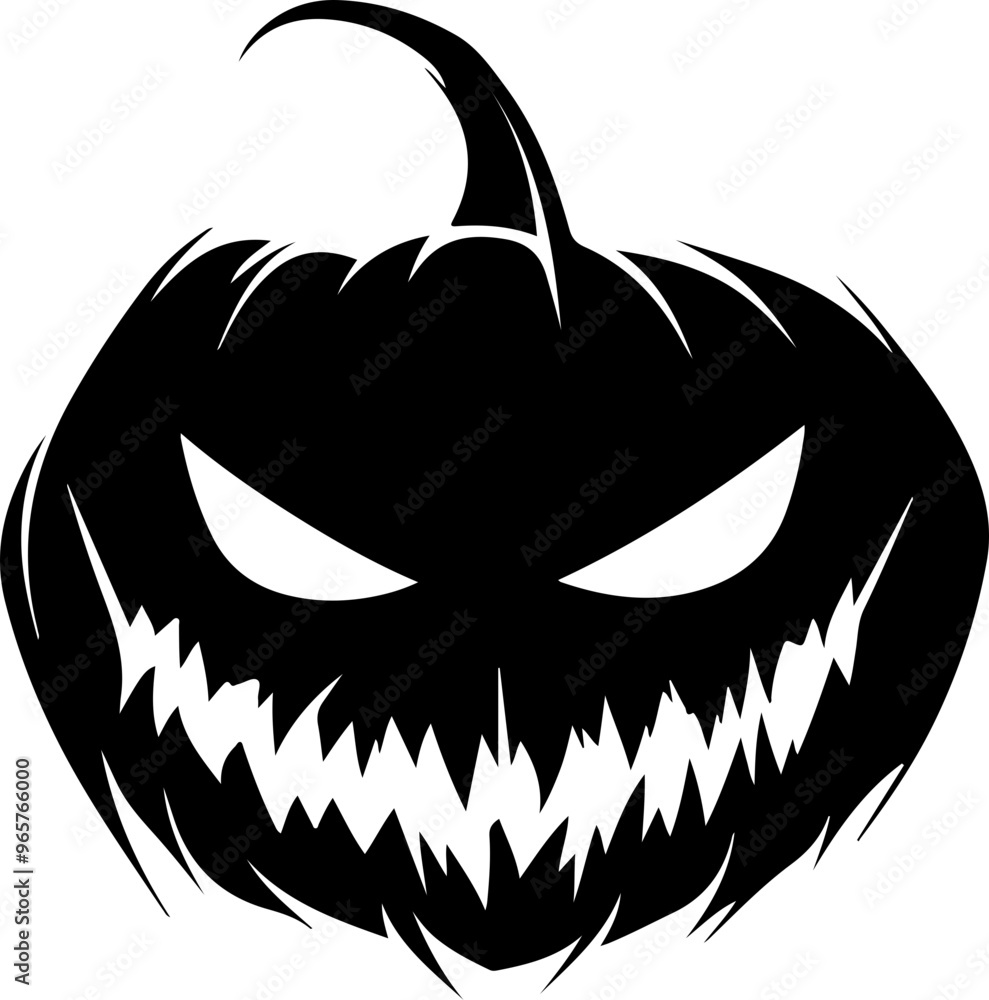 Fototapeta premium Sinister Black Pumpkin with Sharp Grin