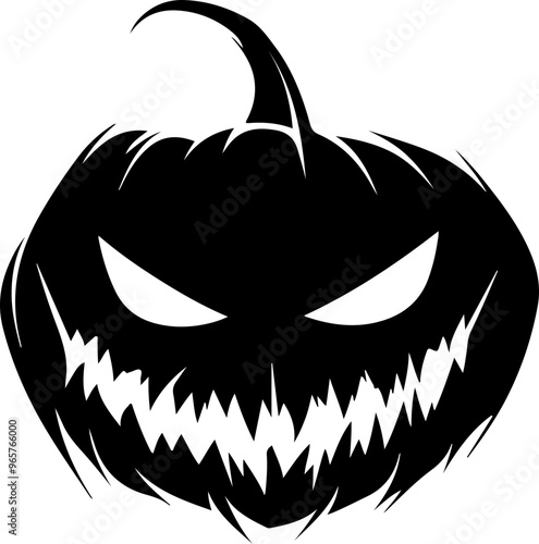 Sinister Black Pumpkin with Sharp Grin