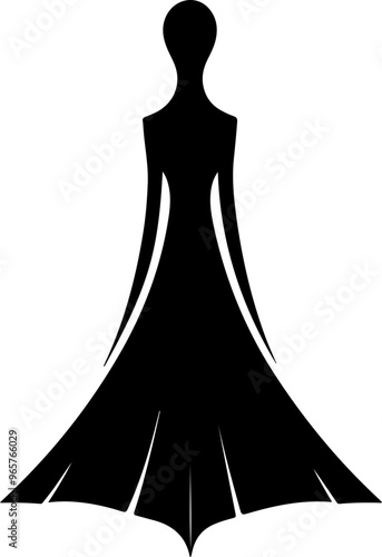 Stylized Silhouette of a Fashionable Dress Design