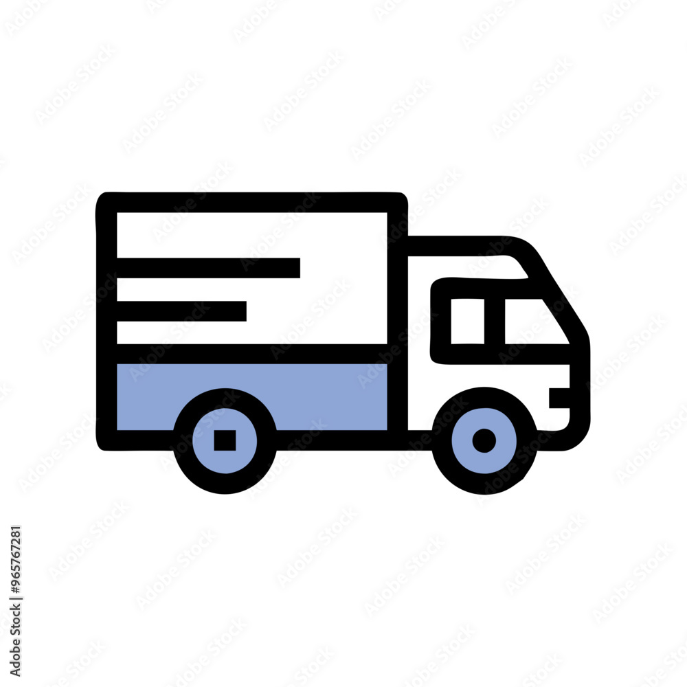 Truck icon with blue accents representing delivery, logistics, and transportation Truck icon with blue accents representing delivery, logistics, and transportation