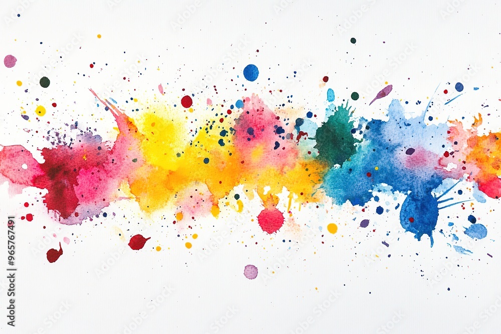 Fototapeta premium Colorful watercolor splash on white paper