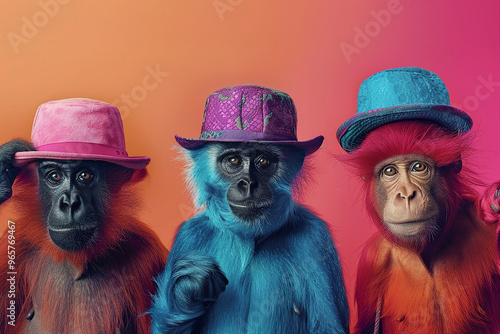 Ai generated image of funny monkey wild animal cartoon character photo