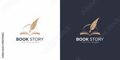 book and pen vector logo desi...