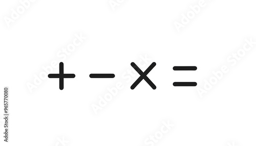 Math addition, subtract, multiple, and equals symbols on a white background