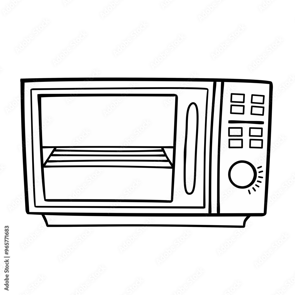 Obraz premium Line microwave oven vector illustration