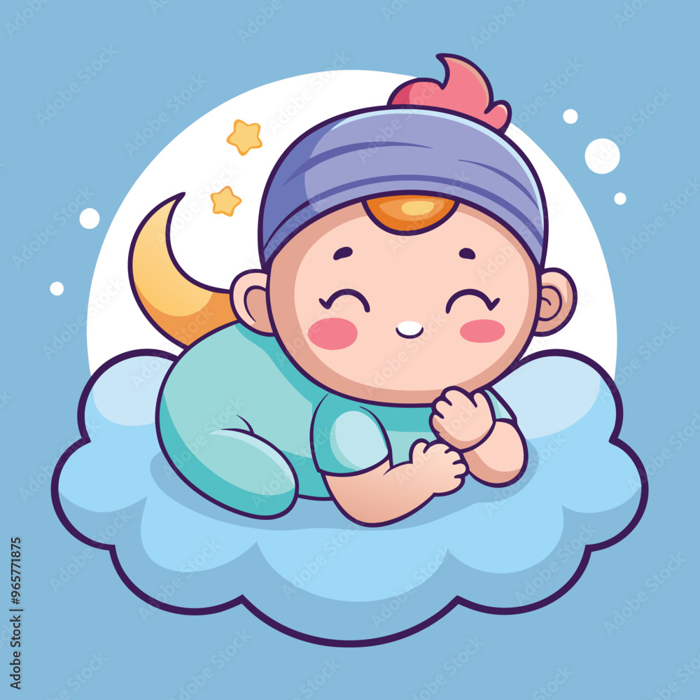 A Cute Baby Sleeping On Cloud Pillow Cartoon vector Icon Illustration clipart design A Cute Baby Sleeping On Cloud Pillow Cartoon vector Icon Illustration clipart design