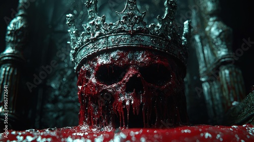 Bloody Crowned Skull Throne Horror Concept
