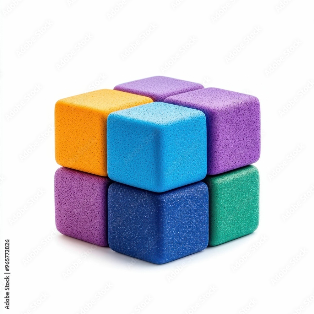 Colorful Foam Cubes Arranged in a Grid Colorful Foam Cubes Arranged in a Grid