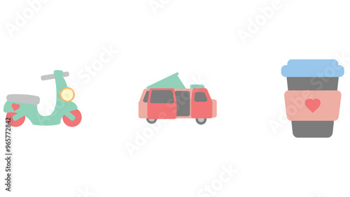 Travel and vacation elements for summer season vector art illustration