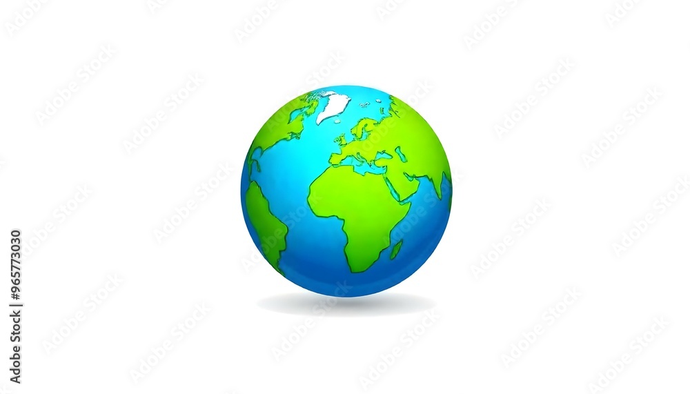 Fototapeta premium Cartoon planet earth globe on a white background