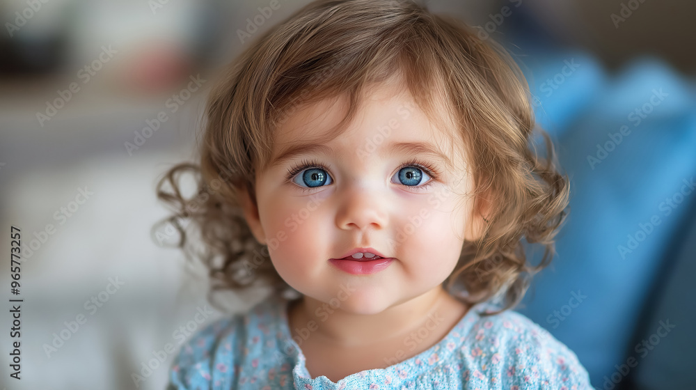 Close-up portrait of a baby with striking blue eyes and soft curls. The baby's curious expression and gentle features radiate innocence and wonder. Close-up portrait of a baby with striking blue eyes and soft curls. The baby's curious expression and gentle features radiate innocence and wonder.