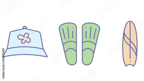 Travel and vacation elements for summer season vector art illustration