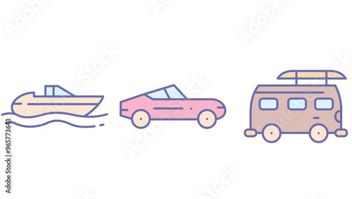 Travel and vacation elements for summer season vector art illustration