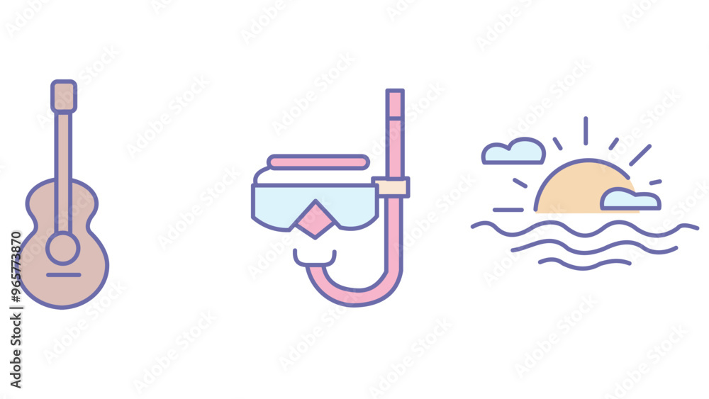 Travel and vacation elements for summer season vector art illustration Travel and vacation elements for summer season vector art illustration
