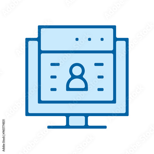 ensemble picto icones symbole profil en ligne bleu epais