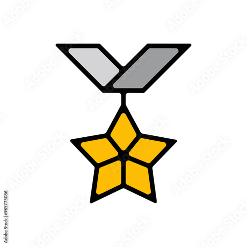 picto icones medaille militaire etoile recompense vainqueur or couleur premier podium or jaune