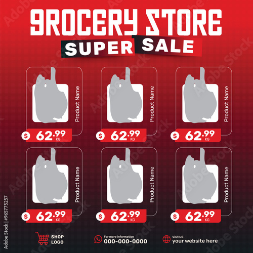 Meat market butchery social media post template.