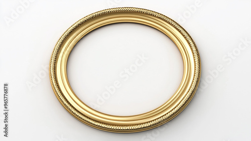 a simple oval gold frame on white background.
