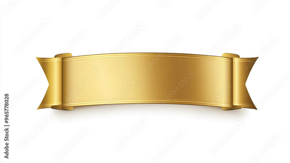A blank golden rectangular ribbon label isolated on white background. A blank golden rectangular ribbon label isolated on white background.