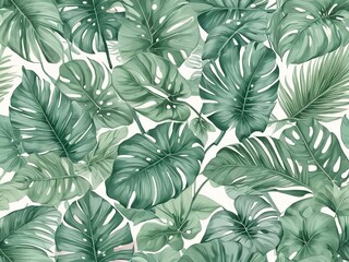 Keuken achterwand Planten patronen Tropische bladeren op witte achtergrond  © Thachakrit