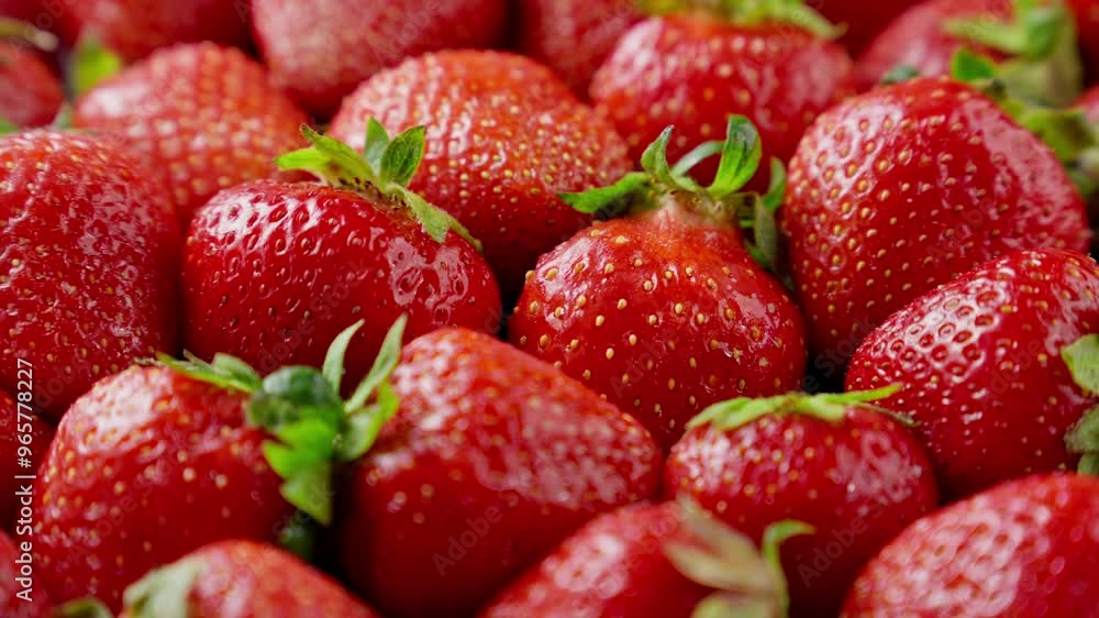 Sweet red berries rotating. Pile of fresh strawberries. Red fresh strawberry. Delicious summer berries. Strawberry rotates. Close-up in 4K, UHD Sweet red berries rotating. Pile of fresh strawberries. Red fresh strawberry. Delicious summer berries. Strawberry rotates. Close-up in 4K, UHD
