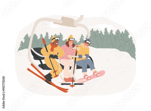 Ski lift isolated cartoon vector illustrations.