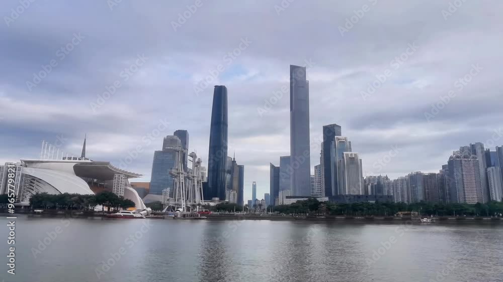 Guangzhou Zhujiang New Town CBD business district time-laps Guangzhou Zhujiang New Town CBD business district time-laps