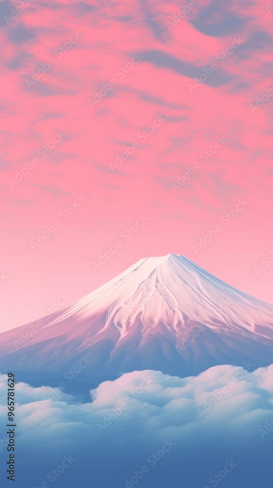 Fototapeta premium Fuji mountain with Risograph landscape outdoors nature.