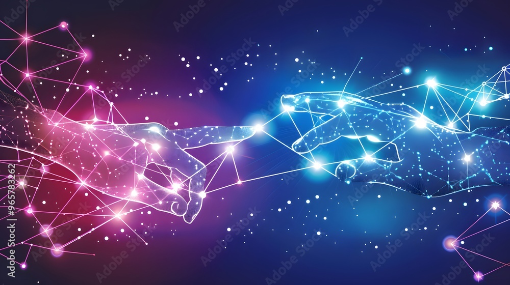hand of a person with a touch screen AI technology hand of a person with a touch screen AI technology