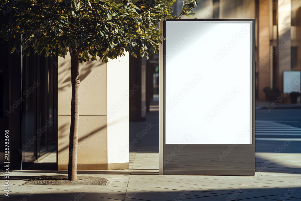 Blank white template billboard in a modern city outdoor setting Blank white template billboard in a modern city outdoor setting