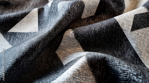 textured fabric with abstract, angular shapes and sharp edges, reflecting a modern, urban aesthetic photo