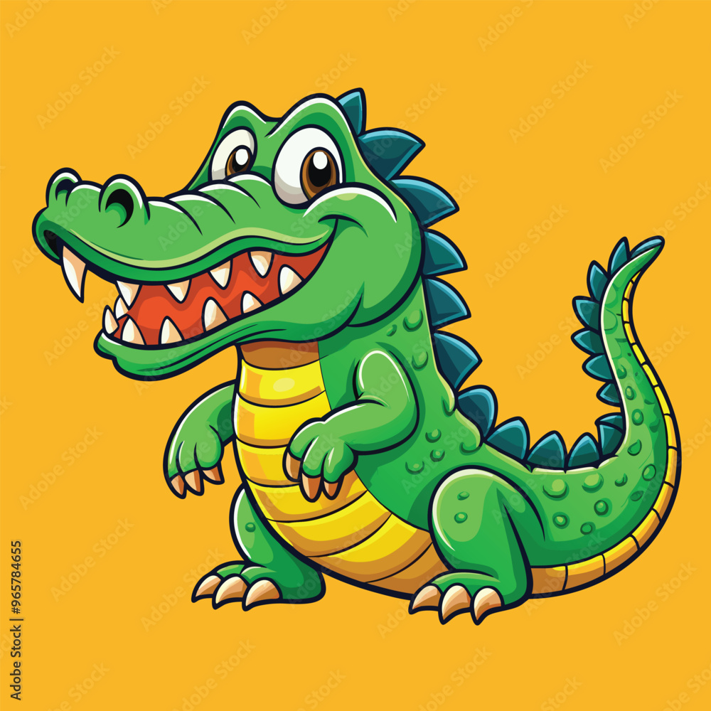 Fototapeta premium A minimal Alligator cartoon vector on isolated background 