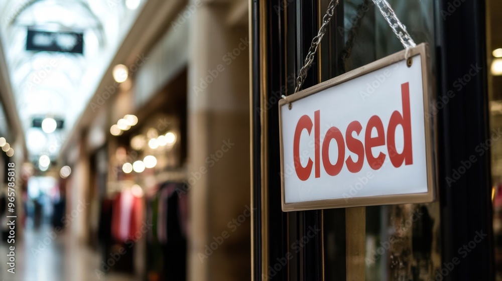 Closed Sign Hanging on Glass Door of Retail Shop in Mall Stock Photo ...
