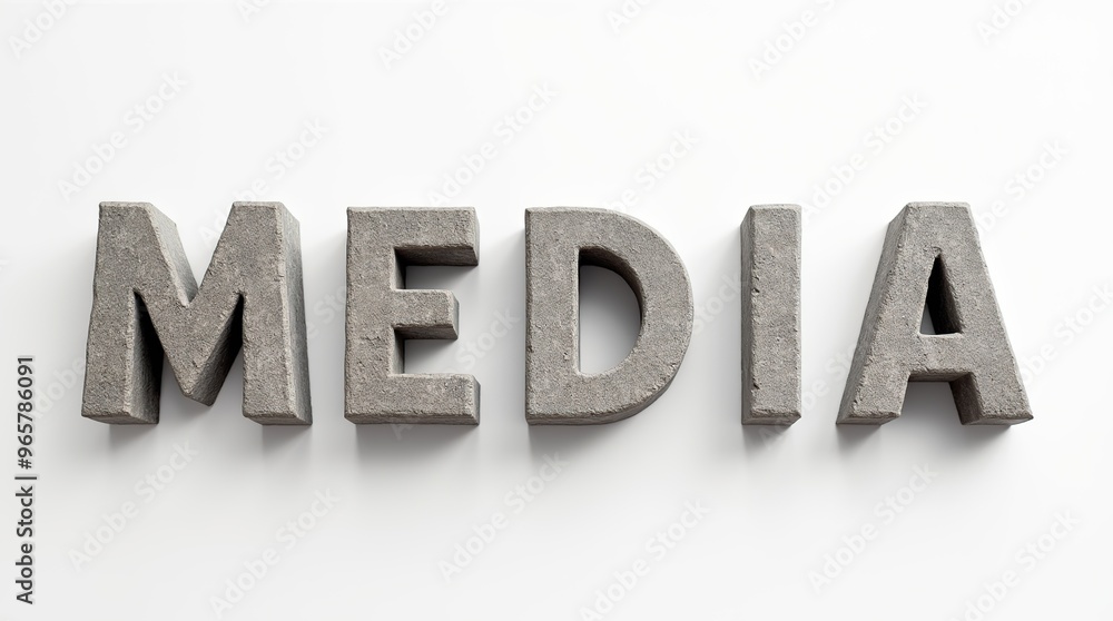 Concrete media text on white background for communication concept Concrete media text on white background for communication concept