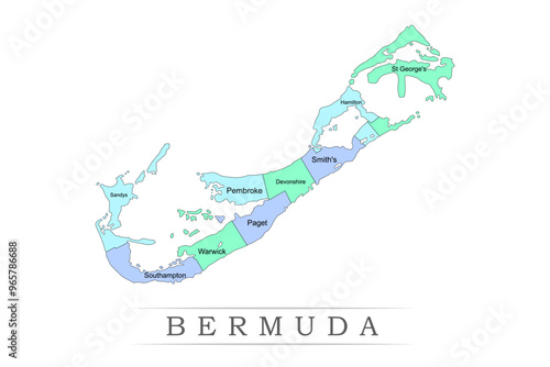 Bermuda administrative divisions. Bermuda map illustration vector.