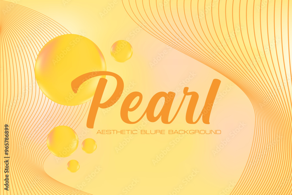 Fototapeta premium Abstract yellow, peach color background with blurry gradient texture. Cute fluid glowing 3D bubbles, curvy geometric shapes technology backdrop. Great for product presentation, infographics, banner.