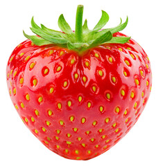 Strawberry on transparent background. PNG format. Strawberry isolated png. Berry with no background. Full depth of field.