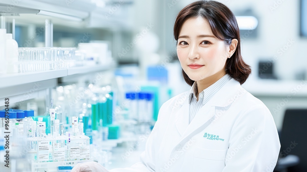 Scientist analyze biochemical samples in advanced scientific laboratory.
