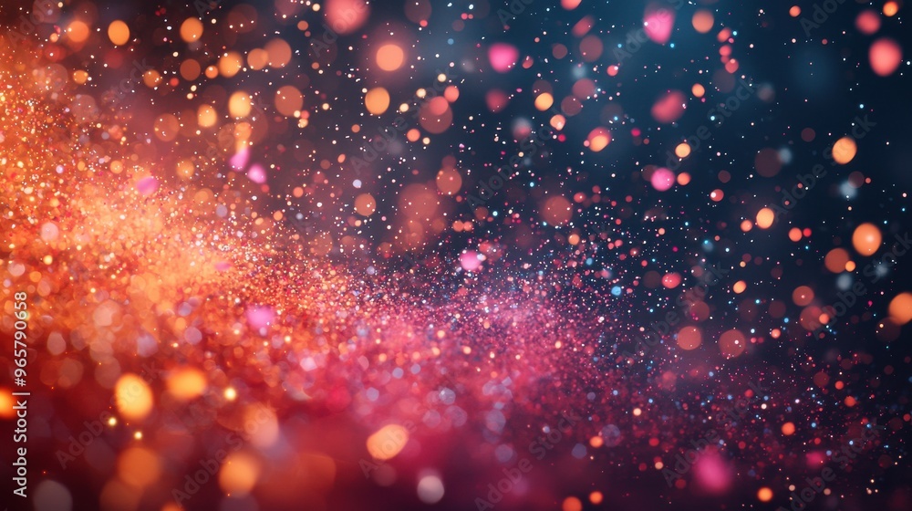 Fototapeta premium Colorful abstract background with shimmering particles and lights creating a vibrant atmosphere during a nighttime celebration