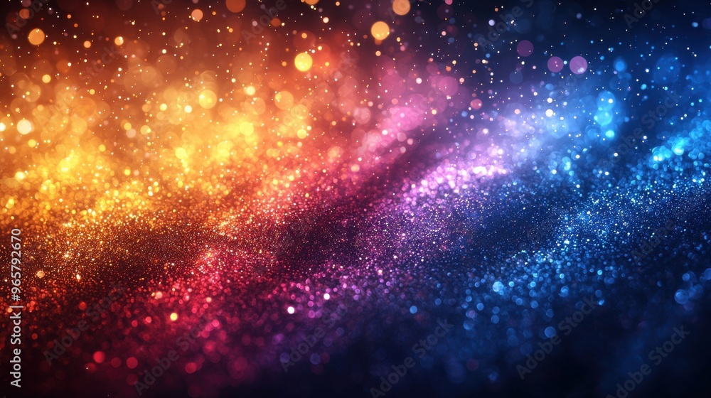 Fototapeta premium Vibrant mix of colorful particles shimmering against a dark background in an abstract display