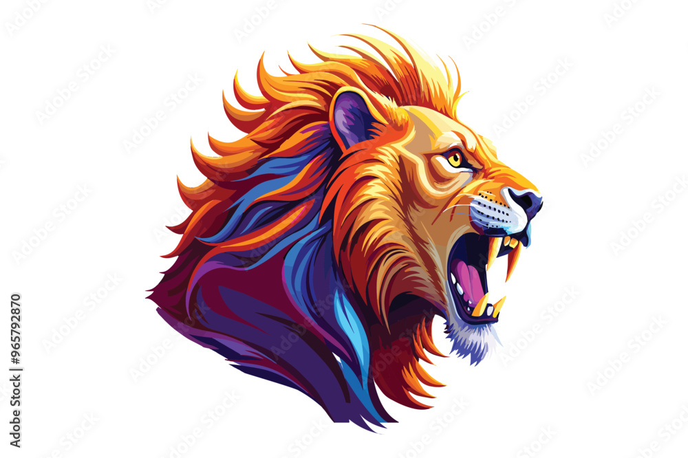 Lion head flat color clipart illustration Lion head flat color clipart illustration