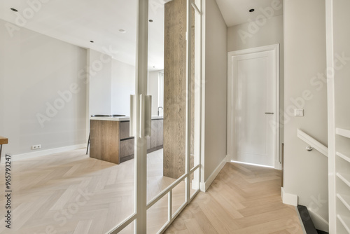 Wallpaper Mural Modern interior with herringbone pattern flooring Torontodigital.ca