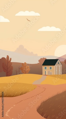 Countryside autum architecture landscape building. photo