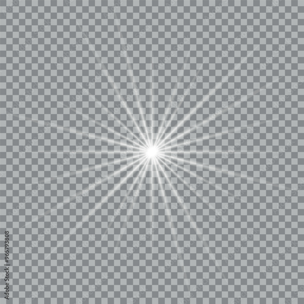 Star burst with light, white sun rays,lignt star